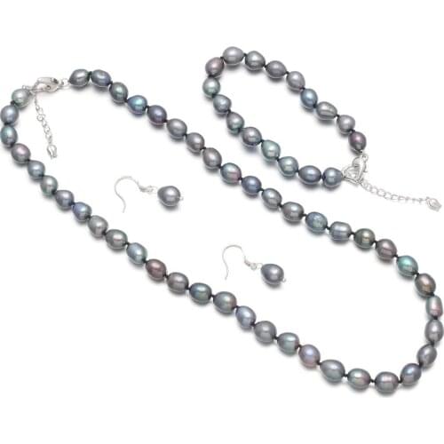 New Natural Pearl Jewelry Set Ladies Necklace Bracelet Earrings Simple And Stylish Jewelry Exquisite Gifts