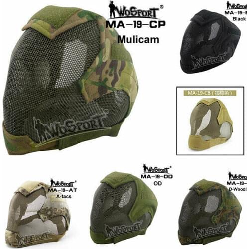 Paintball Airsoft Tactical Hunting V6 Steel Mesh Full Face Mask can wear Goggles