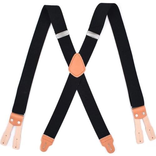 Genuine Leather Suspenders Buttons Braces Fashion Buttons Suspensorio Trousers Strap Father/Husbands Gift 3.5*120cm
