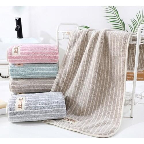 Striped Coral Fleece Towel Soft Absorbent Hand Hair Towels Family Bathroom Hotel Adult Children Serviette De Plage Toallas
