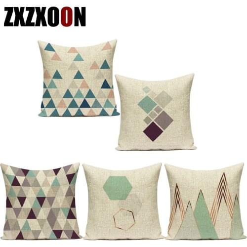 Simply Green Geometric Throw Pillows Case Square Polyester Sofa Car Cushion Cover Home Decor Pillowcase for Living Room