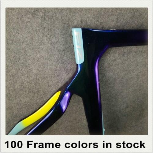 T1100 1K F12 Frame chameleon Color Carbon Road Bike Frames Bicycle Frameset + F12 Handlebar BB68 Concept C64