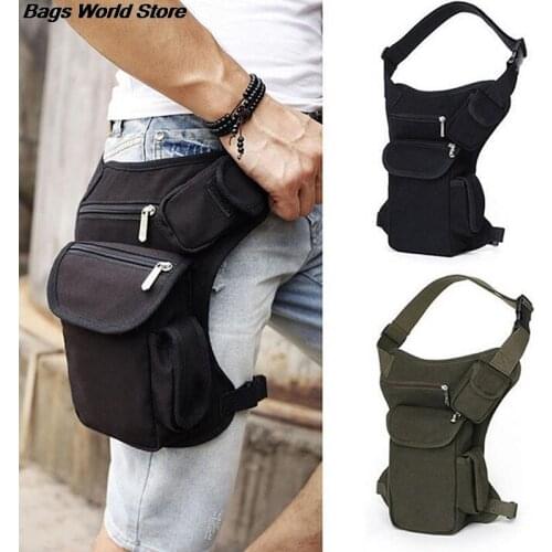 1pc Canvas Waist Thigh Drop Leg Bag Tactical Motorcycle Riding Hip Fanny Pack