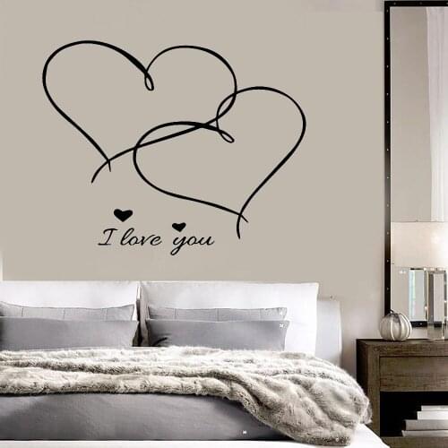 I Love You Romantic Lover Quotes Two Hearts Cross Wall Sticker Vinyl Wall Decals Home Decor Living Room Living Room Bedroom