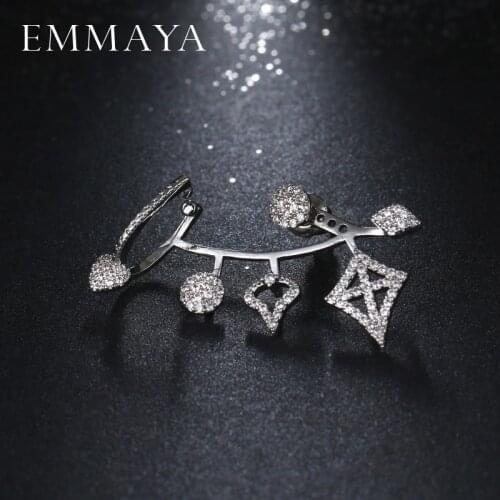 EMMAYA 1pc Top Quality AAA Cubic Zircon Ear Stud Wrap Cuff Earrings for Women Fashion Crystal Cz Shiny Jewelry
