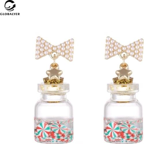 Non allergic needle Aesthetic Fashion Pearl Earrings Glass material Vase shape Trendy Female Daily ear jewelry Free shipping 818
