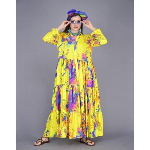 Splash Pattern Long Sleeve Flounce Spring And Summer Dress 2021 New Fashion Collection Womens Clothing With 6 Color Options