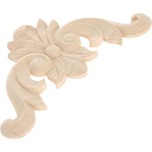 1Pc Woodcarving Decal Corner Wood Carved Corner Furniture Decorative Figurine Wooden Miniatures Home Decor for Cabinet Door Wall