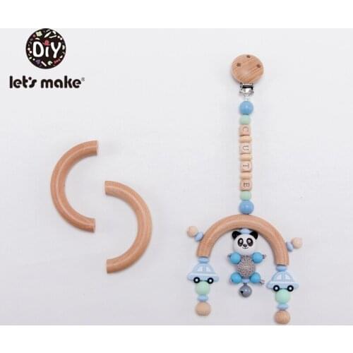 LetS Make 1PC Baby Wooden Teether Semi Ring Beech Wooden Unicorn Teething New Born Three Holes Play Gym Diy Teethers Baby toys