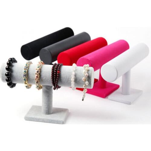 1pcs High Quality Vintage PU Leather / Velvet Bracelet Chain Watch T-Bar Rack Jewelry Organizer Hard Display Stand Holder
