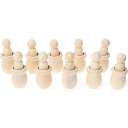 10pcs Wedding Wooden Doll Peg Gift DIY Painting Craft Desktop Home Decor Party Kids Toys Lovely Festival Manual Nesting