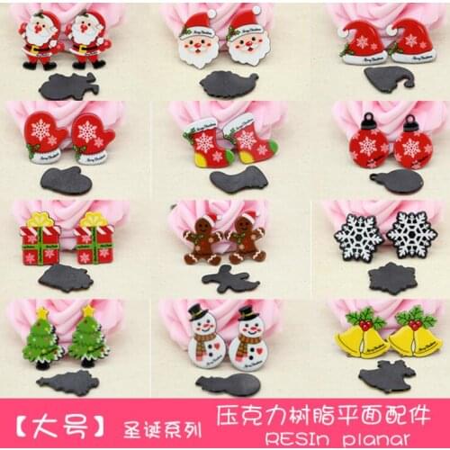 10pcs/lot kawaii planar resin cabochons resin Christmas tree snowman santa resin flatback resin crafts accessories