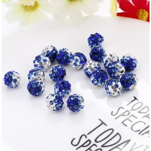 100pcs 10mm Double Color Style Round Ball Crystal Rhinestones Beads for DIY Jewelry Making