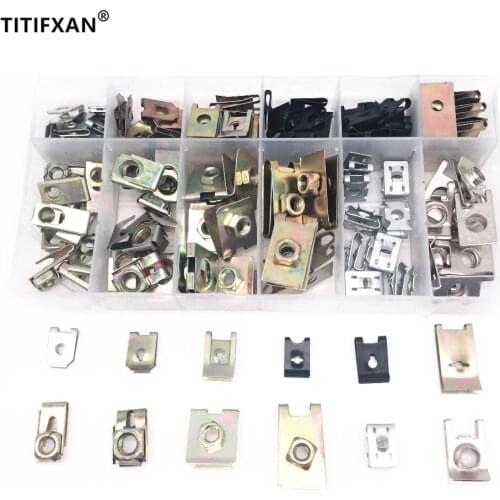 120PCS Mixed Universal Auto Self-tapping Screw Metal Base Iron Block Fastener Clip With Box For All Cars Rivet Set