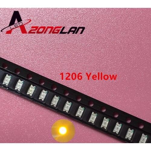 200pcs SMD 1206 (3216) Yellow SMT Surface Mount LED Chip Ultra Bright Light Emitting Diode Lamp Electronics Components for PCB