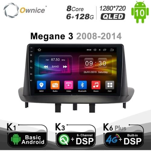 6G+128G Ownice Android 10.0 for Renault Megane 3 2008 - 2014 Car autoradio Multimedia Video GPS Radio Player Head Unit 1280*720