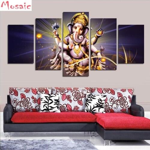 Diamond Cross Stitch Mosaic 5 Pieces Elephant Head God buddha Diamond Painting 5D Diy Home Decoration Painting Home decoration