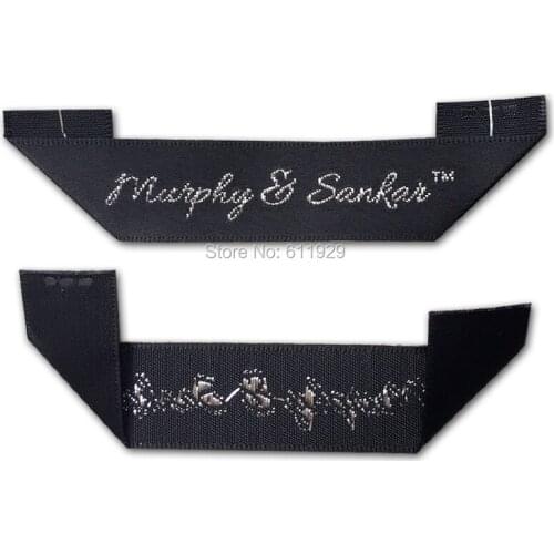 Free shipping custom MITRE FOLD clothing labels/garment woven labels/embroidered tags/collar label/tag printing brand trademark