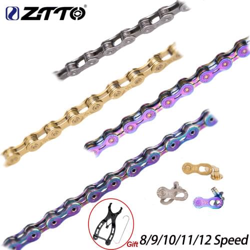 ZTTO 9 Speed Chain 9s Colorful MTB bike Road Bicycle 9 speed Durable Missing link Rainbow Chains EL SLR for Mountain Road Bike