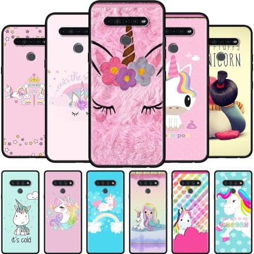 Phone Case For LG K41s K61 K50s G7 K42 K40S K71 K40 G8 G7 Thinq G6 Black Bumper Soft TPU Fundas Coque Silicone My Unicorn Girl
