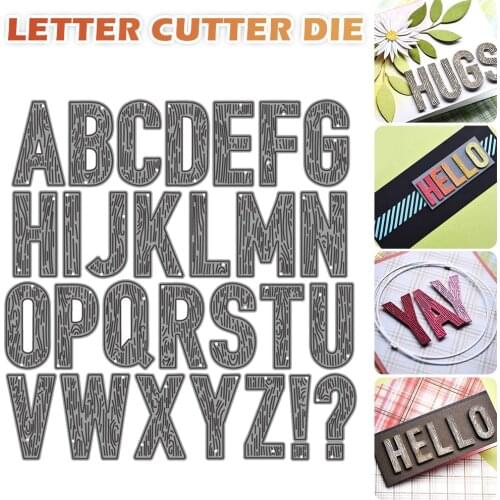 Wood Grain English Alphabet Metal Cutting Dies For DIY Craft Making Word Greeting Card Scrapbooking Photo Album Cutting Dies Set
