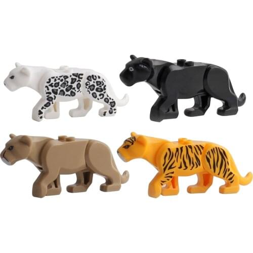Children Animal Building Blocks Educational Games Figure Brick Toys Mini Leopard Model Enlightenment Toy for Kids Brithday Gifts