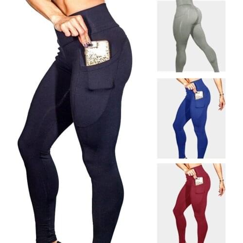Breathable Yoga Leggings Women Running Wear Side Mobile Phone Pocket Sports Fitness Pants For Ladies