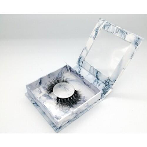 Natural Long Mink Lashes 13-18mm Strips Eyelashes Diamond Thick Makeup Eyelash With White Marble Packaging Box 30 Pairs