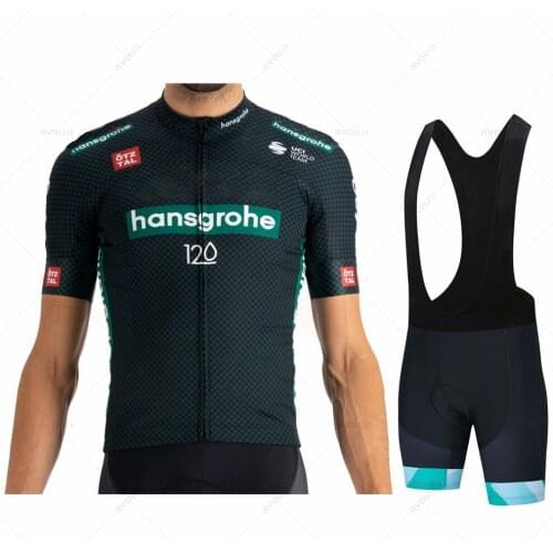 France Tour Boraful Hansgrohe Cycling Skinsuit Race Bodysuit Green Black Bike Jerseys Set WORLD CHAMPION Cycling Clothing Ropa