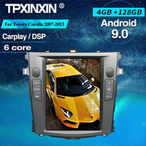 4+128GB Tesla Style For Toyota Corolla 2007-2013 Android Car GPS Navigation Stereo Headunit Multimedia Player Auto Radio Stereo