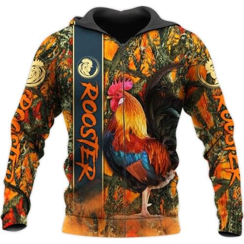 Love Rooster Pattern 3D All Over Printed Autumn Men Hoodies Unisex Casual Pullover Zip Hoodie Streetwear sudadera hombre DW0586