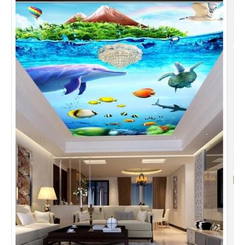 Customized 3d wallpaper 3d ceiling wallpaper murals Beautiful ocean world HD ceiling ceiling frescoes wall 3d room decoration