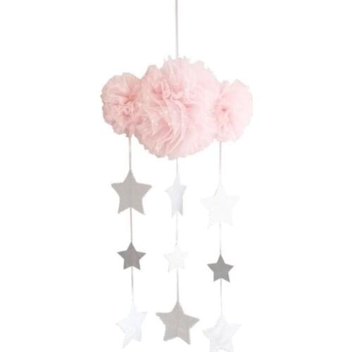INS Nordic Mesh Yarn Cloud With Stars Pendants Girls Room Decoration Wall Hanging Ornaments Garland Baby Tent Decor Photo Props