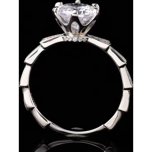 1-2ct D Color Moissanite Rings Snake S925 Sterling Silver Platinum Plated Women Ring Fine Jewelry Pass Diamond Tester