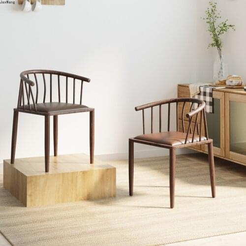 Nordic Wrought Iron Soft Dining Chairs Bedroom Home Kitchen Armchair Simple Modern Living Room Chair Hotel Single Backrest Stool