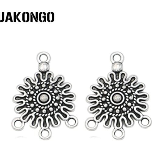 10pcs Antique Silver Plated Round Connectors Charm Pendants for Jewelry Making Findings Accessories DIY Handmade Craft 27x19mm