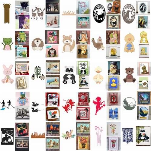 Metal Cutting Dies Mix Animals Panda Duck Bear Chick Rabbit Angle Human Flower Diy Make Cards Scrapbook Craft New Die Cut 2021
