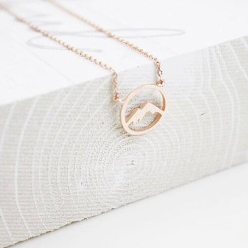 Minimalism Mountain Necklaces For Women Boho Jewelry Stainless Steel Chain Pendants Necklaces Friendship Gifts bff Collier Femme
