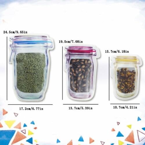 Reusable Mason Jar Bottle Bags Zipper Seal Lock Food Saver Storage Fresh Pouch U2JC