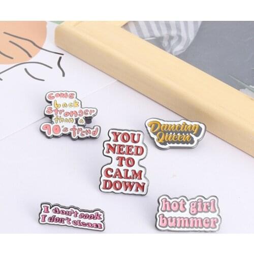Fashion Latest Pink Letter Brooch Creative Slogan For Women Hot Girl Bummer Word Badge Lapel Enamel Pins Jewelry Gifts