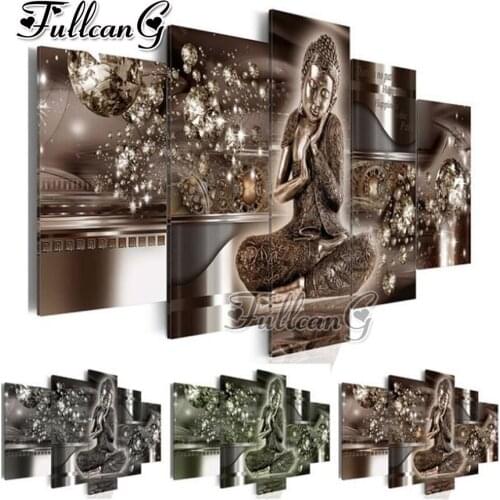 FULLCANG 5 pieces diy diamond painting "buddha icon" full square/round drill 5d cross stitch embroidery kits home decor FC091