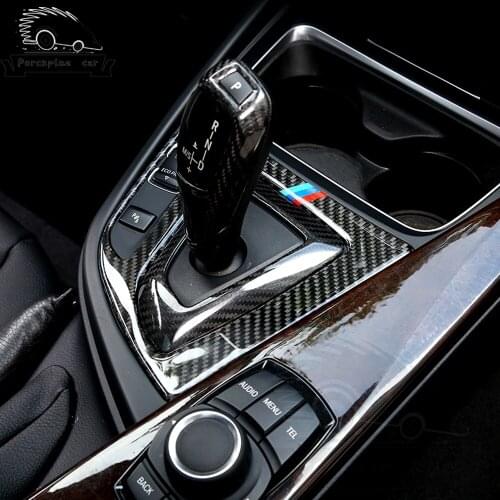 Carbon Fiber Gear Shift Box Panel Cover Sticker Car Auto Shift Lever Decoration Stickers Trim For BMW 3 4 Series 3GT F30 F31 F32