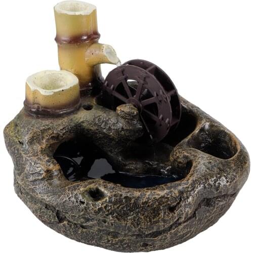 LED Desktop Fountain Flowing Water DIY Micro Potted Landscape Home Office Tabletop Ornaments Home Decoration EU Plug 220-240V