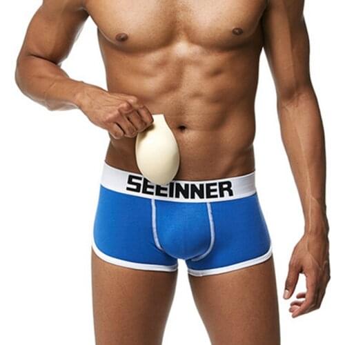 Mens Enhancing Cup Bulge Pouch Boxer Padded Trunk Underwear Sexy Underpants Boxershorts Push up Breathable Male Panties