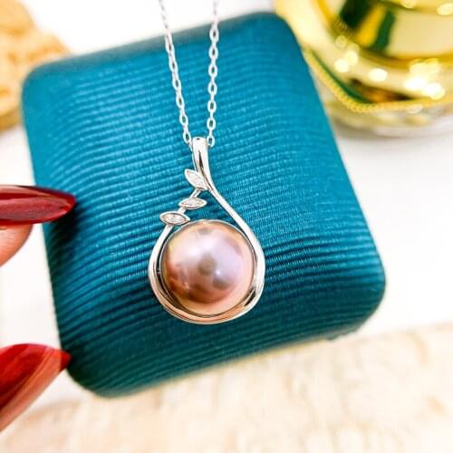 No including pearls) Leaf Design Pendant Settings For 11-13mm Women DIY Jewelry Making Accessory