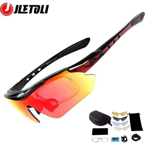 JLETOLI Polarized Bicycle Glasses Outdoor Cycling Eyewear Fishing Sports Sunglasses Bike Goggle 99% UV Protection 5 Lens