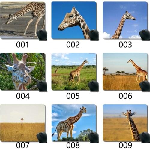 Rectangle Mouse Pad,Baby Animal Wildlife Giraffe Rubber Mousepad Stitched Edges