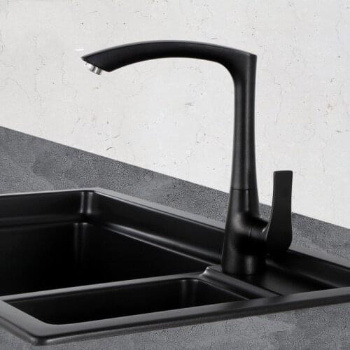 Matte Black white Modern Kitchen Sink Faucet Mixer tap Single Hole Black Brass Taps With Swivel Arc Square Spout