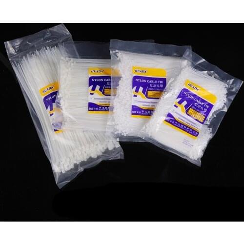 Self-locking Plastic Nylon Tie 1000 PCS White Cable Tie Fastening Ring 4X200 Cable Tie Zip Wraps Strap Nylon Cable Tie Set