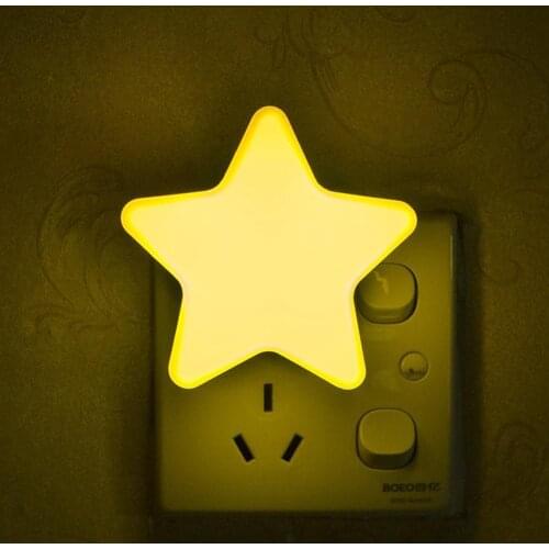 Mini Cute Star LED Night Light EU/US AC110-220V Pulg-in Socket Bedside Wall Lamp Light Sensor Control Children Kids Night Lamp